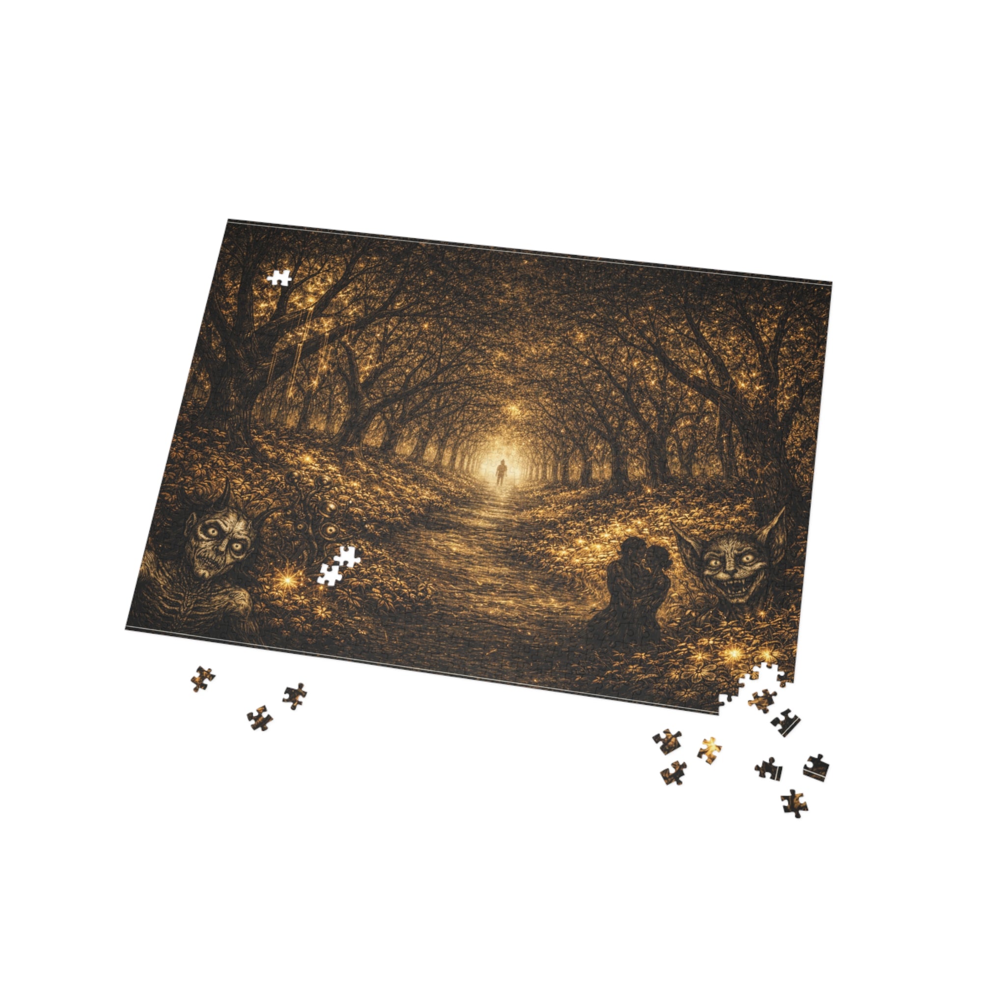 Enchanted Forest Monsters Puzzle — Gold & Gloom (96–1000 pcs)