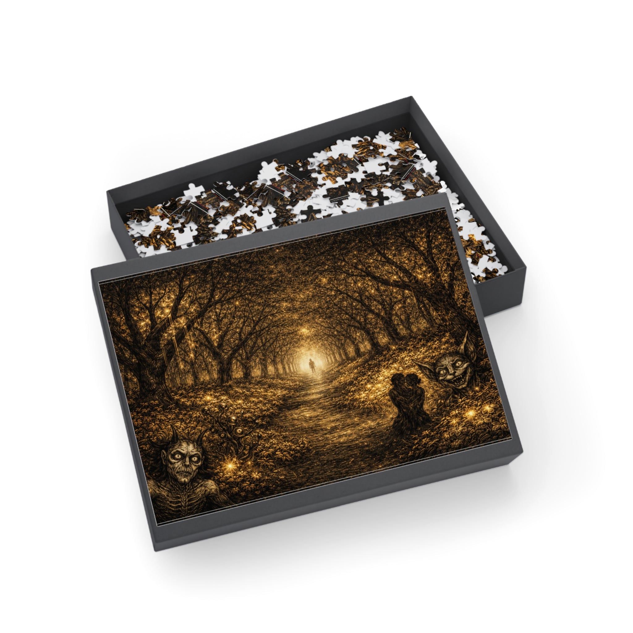 Enchanted Forest Monsters Puzzle — Gold & Gloom (96–1000 pcs)