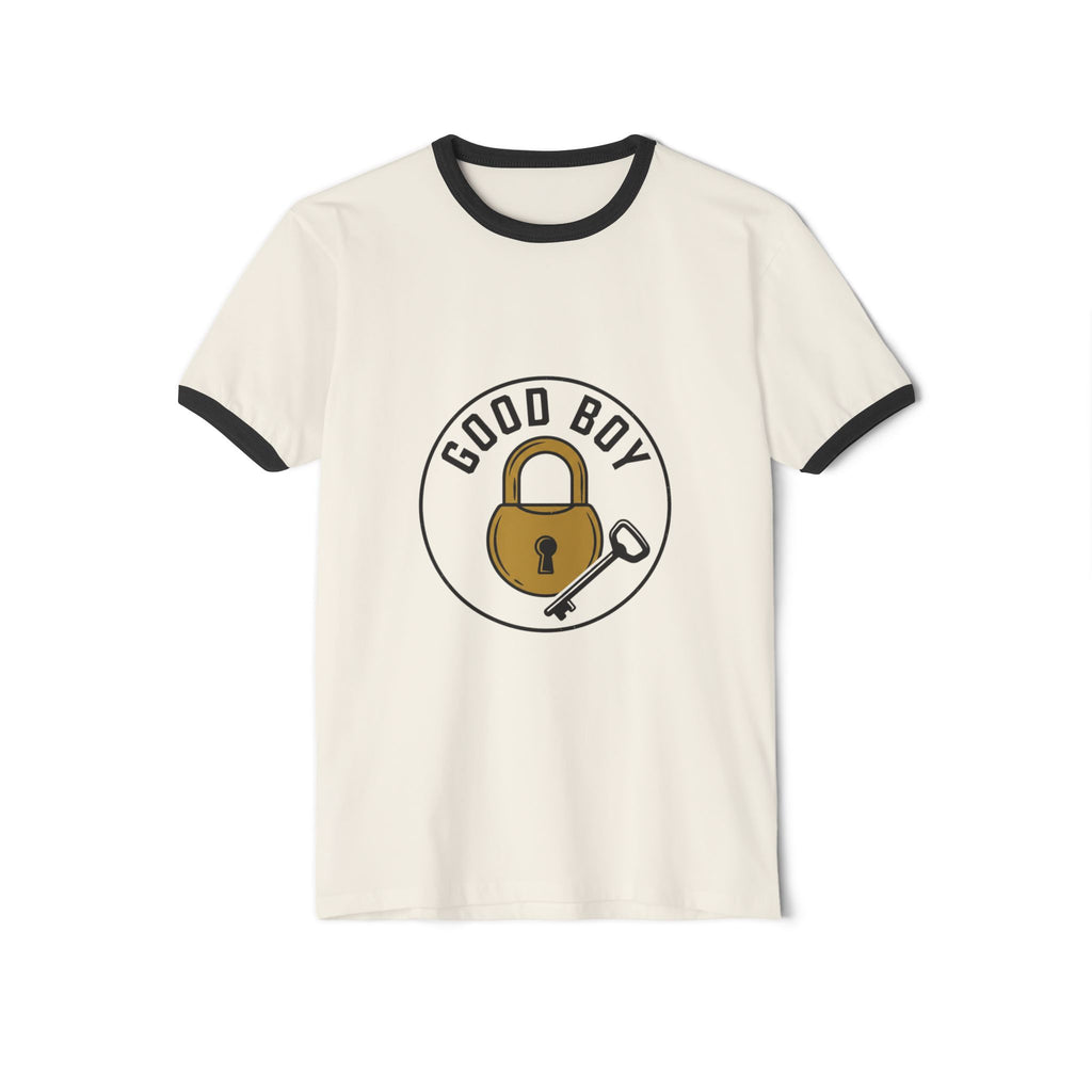Good Boy Padlock Graphic Ringer T-Shirt