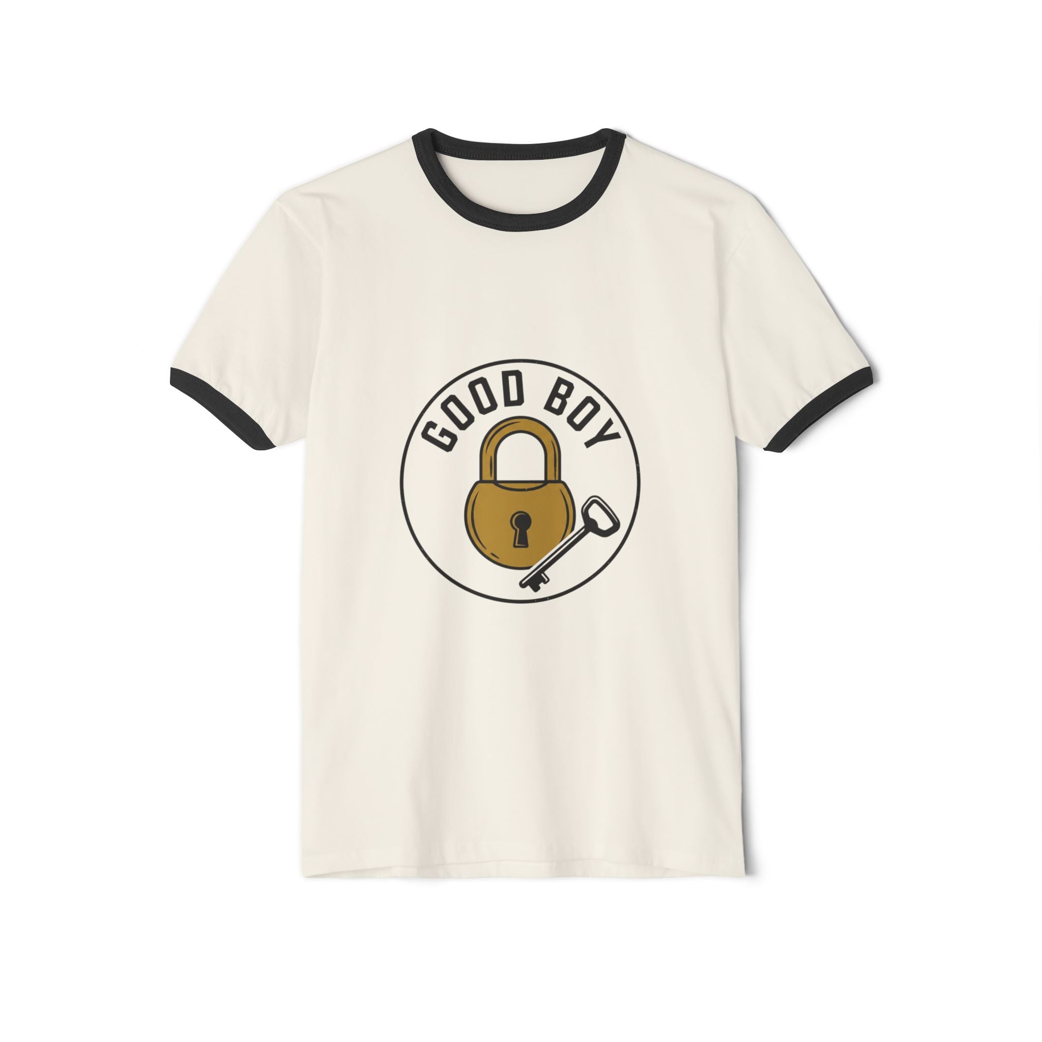 Good Boy Padlock Graphic Ringer T-Shirt