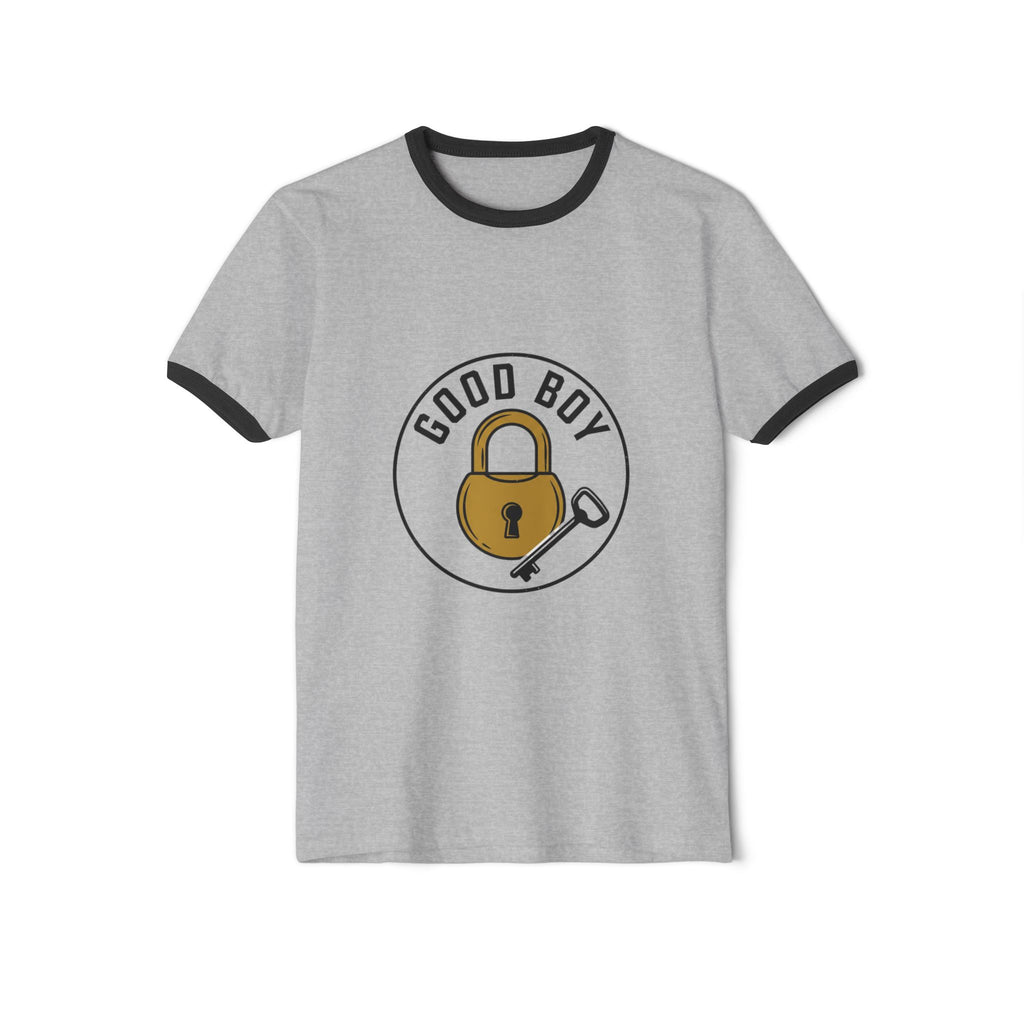 Good Boy Padlock Graphic Ringer T-Shirt