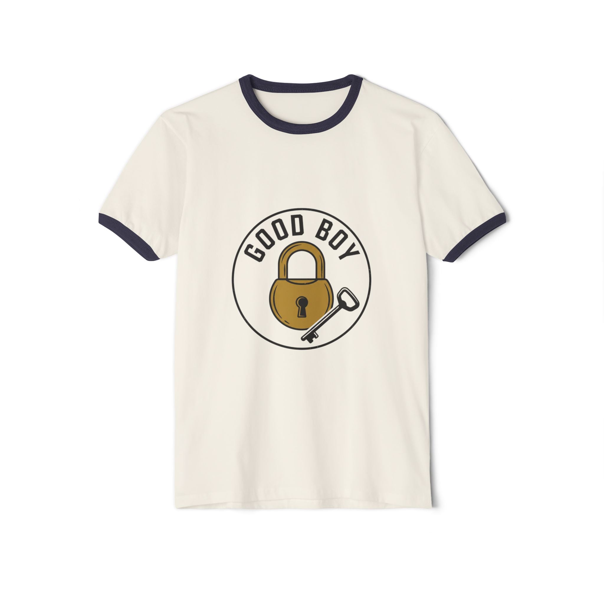 Good Boy Padlock Graphic Ringer T-Shirt