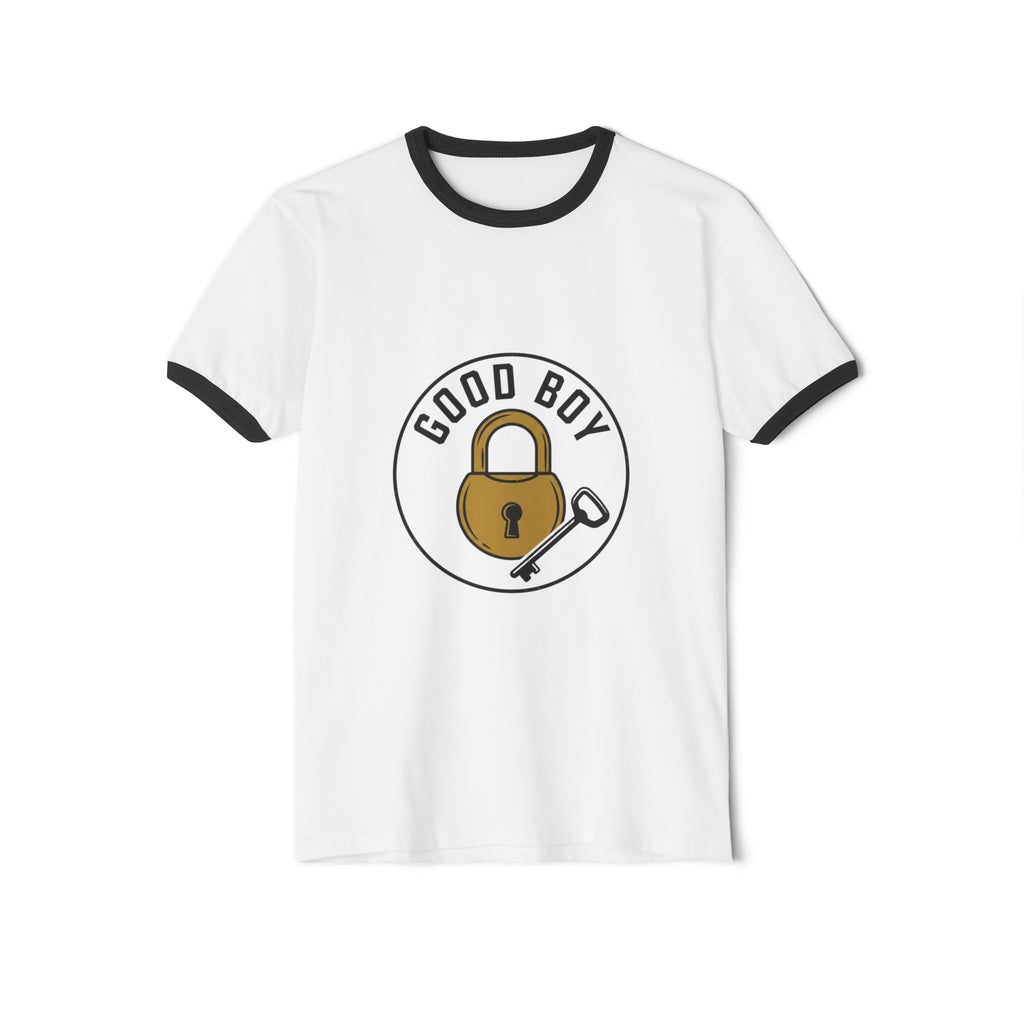 Good Boy Padlock Graphic Ringer T-Shirt
