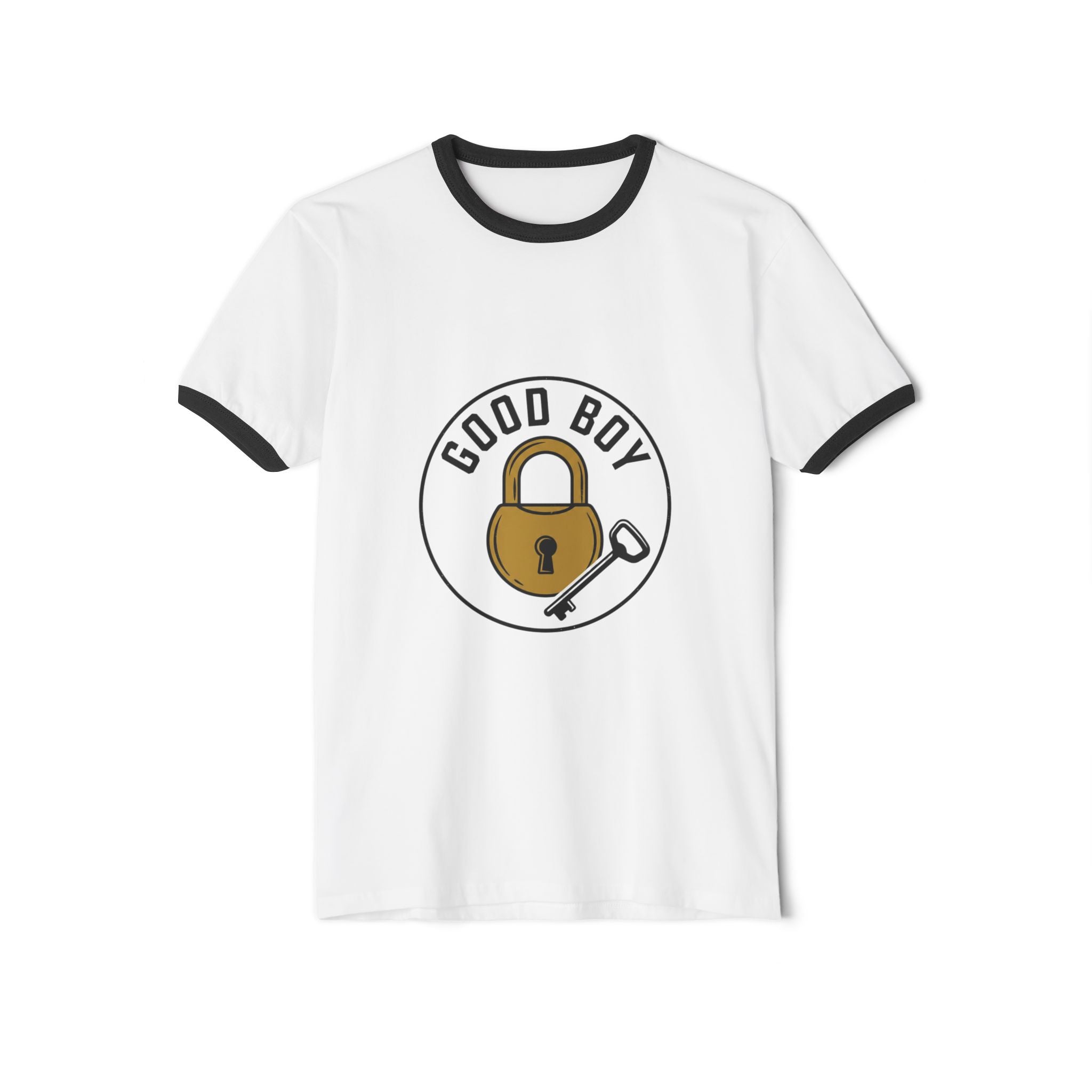 Good Boy Padlock Graphic Ringer T-Shirt